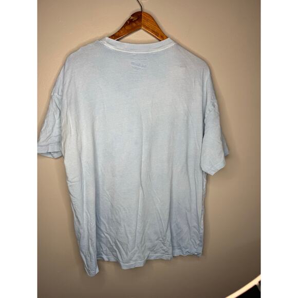 American Eagle Oversized Graphic Womens Tee Shirt Light Blue & Yellow - Picture 2 of 4